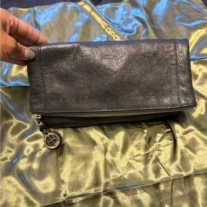 Henri Bendel Perforated Leather Foldover Clutch